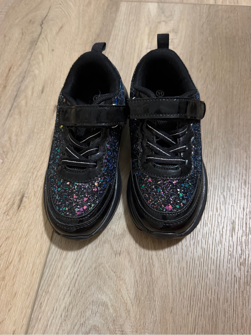 Kids Black Glitter Sneaker with Multi-Color Sparkle Size 11 Never Worn